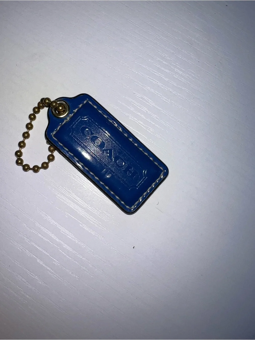 Coach Blue Leather Bag Tag